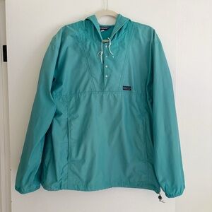 Patagonia Vintage Men Teal Blue Snap 1/4 Zip Hooded Jacket Size L